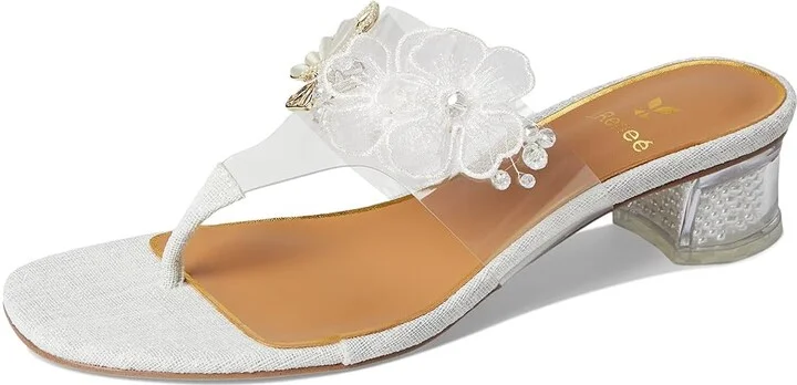 J. Renee Flowerfly Women's Sandals Clear/White/Gold : 9.5 M (B), Rubber/Synthetic - Image 5