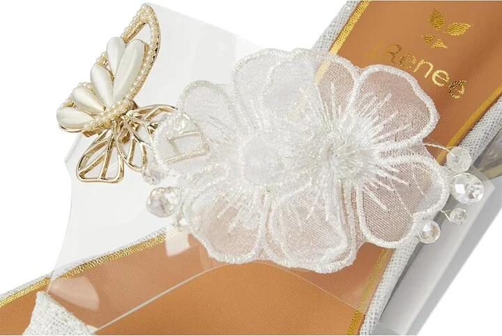 J. Renee Flowerfly Women's Sandals Clear/White/Gold : 9.5 M (B), Rubber/Synthetic - Image 7