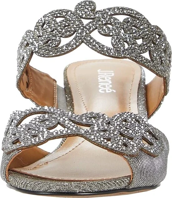 J. Renee Francie High Women's Heels Pewter Glitter : 6.5 M (B), Textile - Image 5