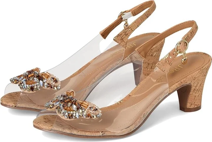 J. Renee Gloriana High Women's Heels Clear/Natural/Gold : 9.5 M (B), Rubber/Synthetic