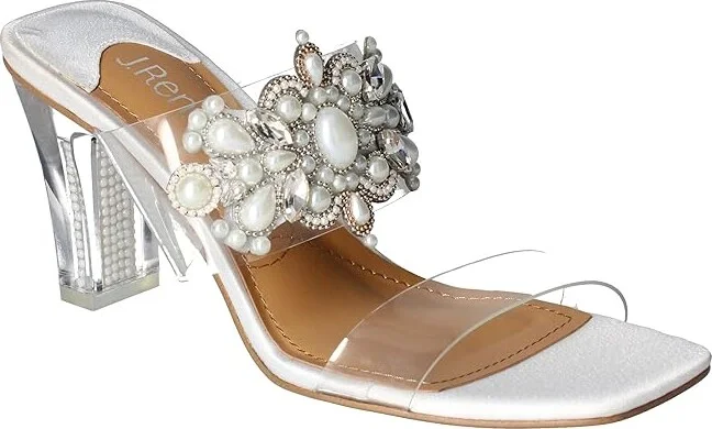 J. Renee Kamelia Women's Shoes Clear/White/Pearls : 7.5 W (C), Synthetic
