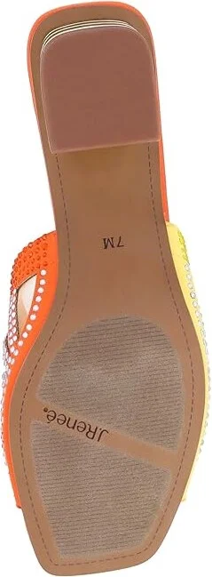 J. Renee Lemon8 Women's Sandals Lime/Yellow/Orange : 9 M (B), Satin - Image 3