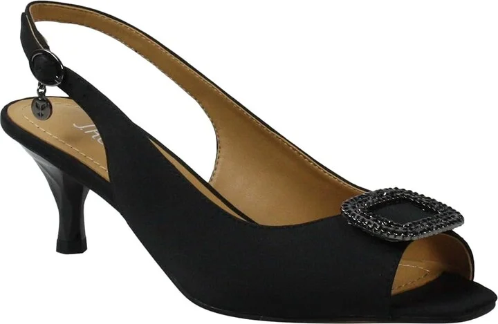 J. Renee Madeleina Women's Shoes Black Satin : 5.5 M (B), Textile - Image 2