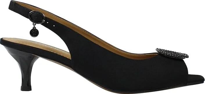 J. Renee Madeleina Women's Shoes Black Satin : 5.5 M (B), Textile - Image 5