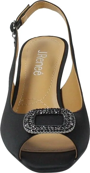 J. Renee Madeleina Women's Shoes Black Satin : 5.5 M (B), Textile - Image 6