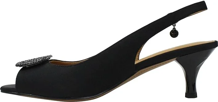 J. Renee Madeleina Women's Shoes Black Satin : 5.5 M (B), Textile - Image 7