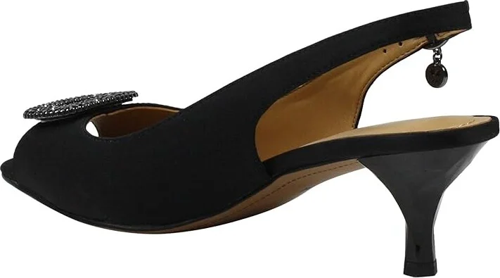 J. Renee Madeleina Women's Shoes Black Satin : 5.5 M (B), Textile - Image 8