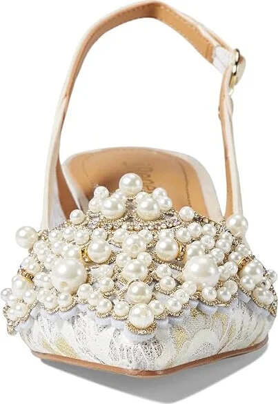 J. Renee Strovanni Women's 1-2 inch heel Shoes Ivory/Gold Floral : 5 M (B), Textile - Image 2
