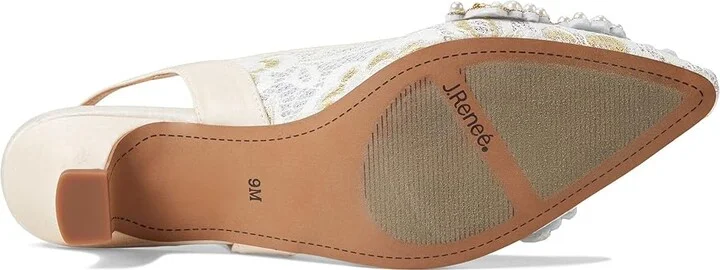 J. Renee Strovanni Women's 1-2 inch heel Shoes Ivory/Gold Floral : 5 M (B), Textile - Image 3