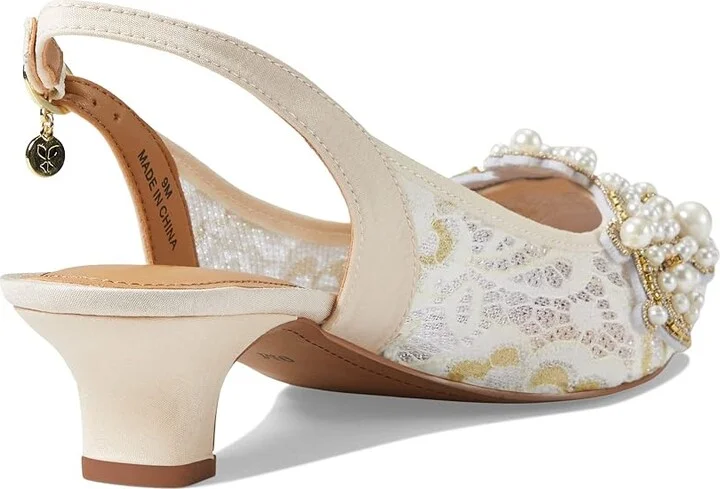 J. Renee Strovanni Women's 1-2 inch heel Shoes Ivory/Gold Floral : 5 M (B), Textile - Image 4