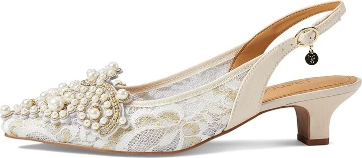 J. Renee Strovanni Women's 1-2 inch heel Shoes Ivory/Gold Floral : 5 M (B), Textile - Image 5