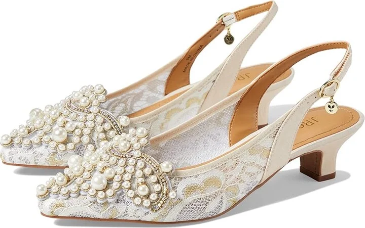 J. Renee Strovanni Women's 1-2 inch heel Shoes Ivory/Gold Floral : 5 M (B), Textile