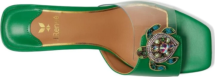 J. Renee Torti Women's Sandals Clear/Green : 9 M (B), Rubber/Synthetic - Image 2