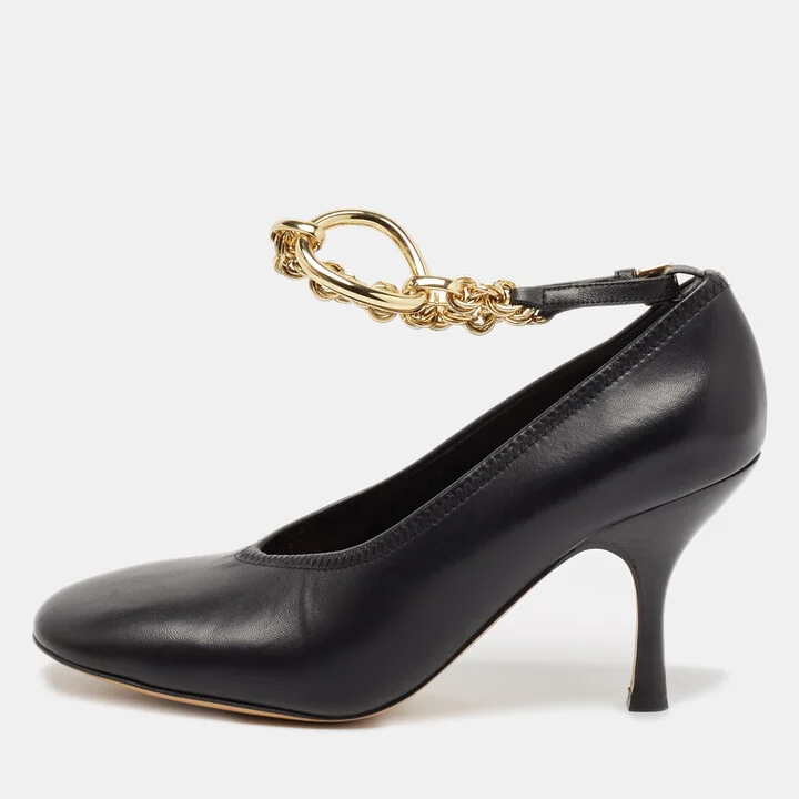 J..W. Anderson Black Leather Chain Pumps Size 38.5