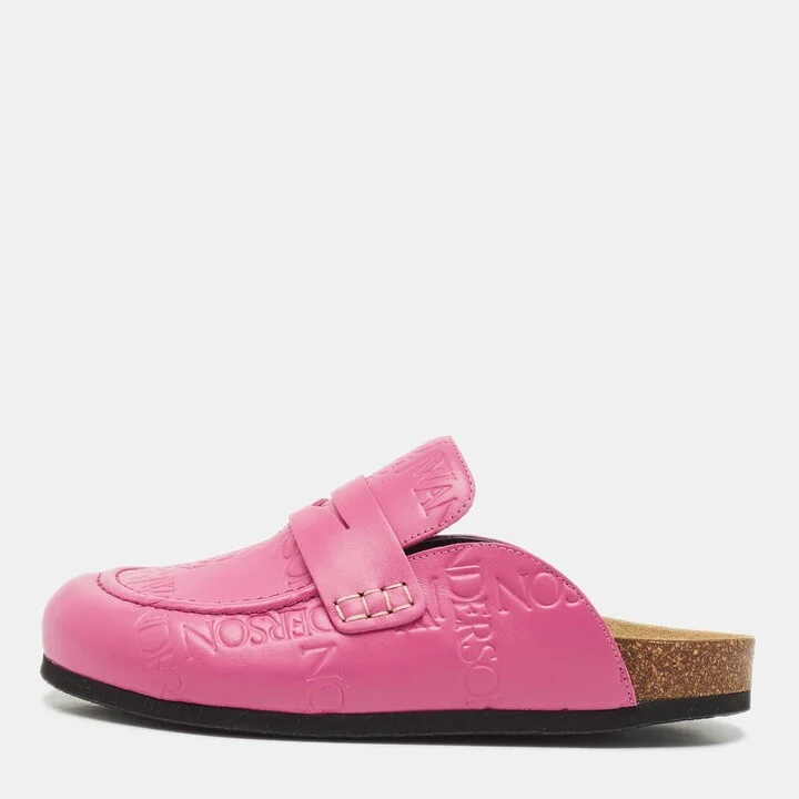 J.W.Anderson Pink Embossed Leather Flat Mules Size 37