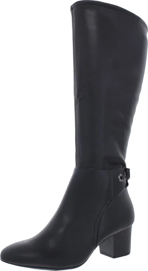 Jaccque Womens Faux Suede Wide Calf Knee-High Boots