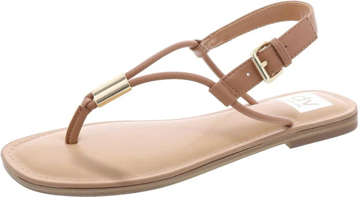 Jache Womens Faux Leather Adjustable Thong Sandals