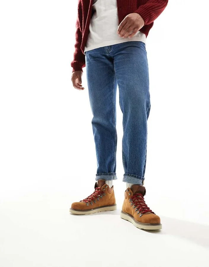 Jack & Jones chunky suede hiker boot in tan - Image 4