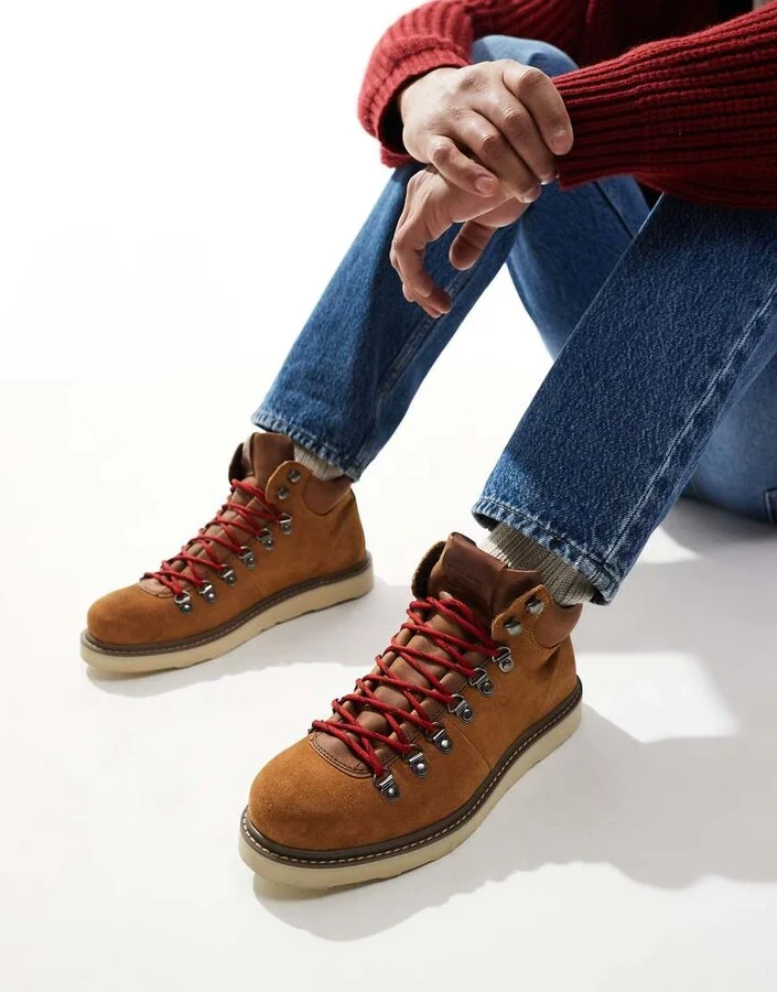 Jack & Jones chunky suede hiker boot in tan