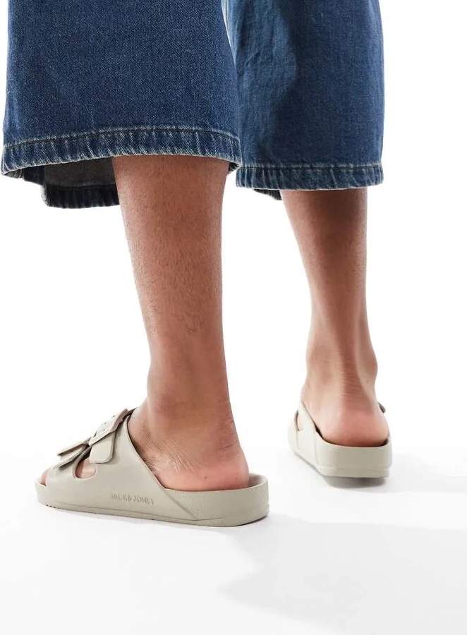 Jack & Jones double strap sandals in gray - Image 3