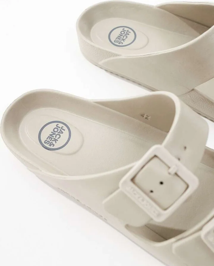 Jack & Jones double strap sandals in gray - Image 4