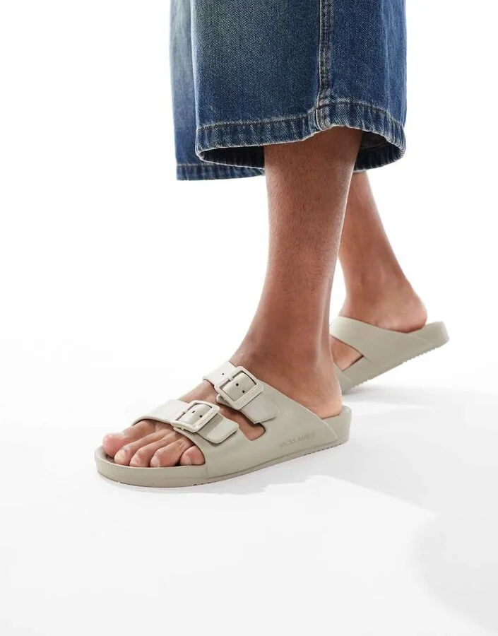 Jack & Jones double strap sandals in gray
