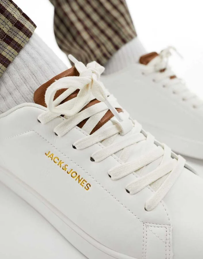 Jack & Jones faux leather sneakers in white - Image 4