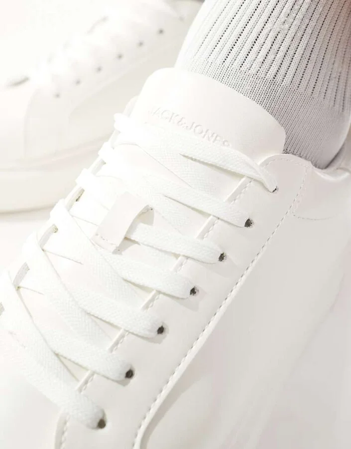 Jack & Jones faux leather sneakers in white - Image 3
