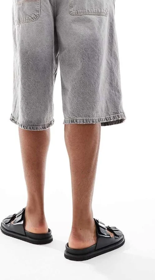 Jack & Jones leather double strap sandal in black - Image 2