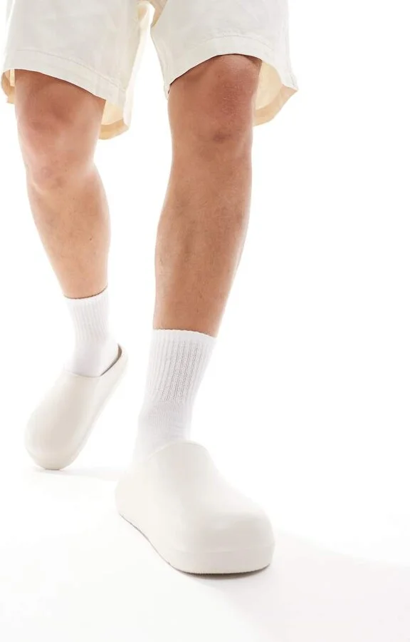 Jack & Jones molded mules in cream - Image 2