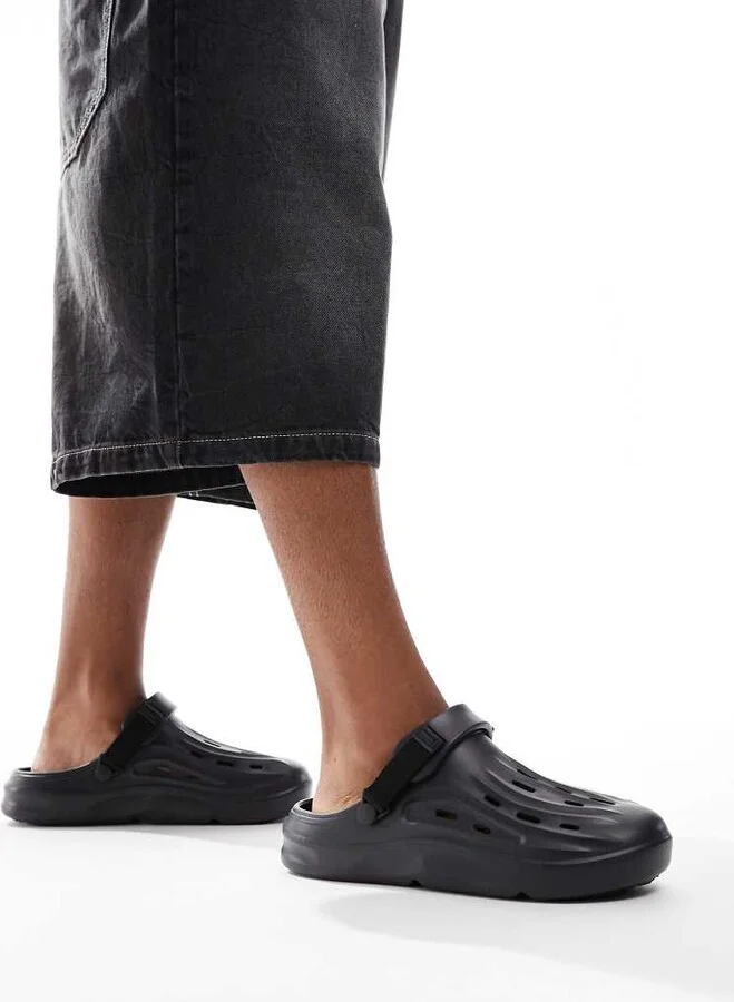 Jack & Jones molded mules with strap in black - Image 3