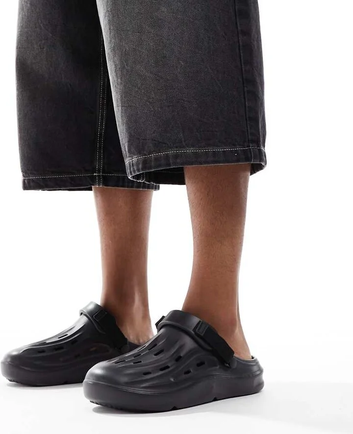 Jack & Jones molded mules with strap in black
