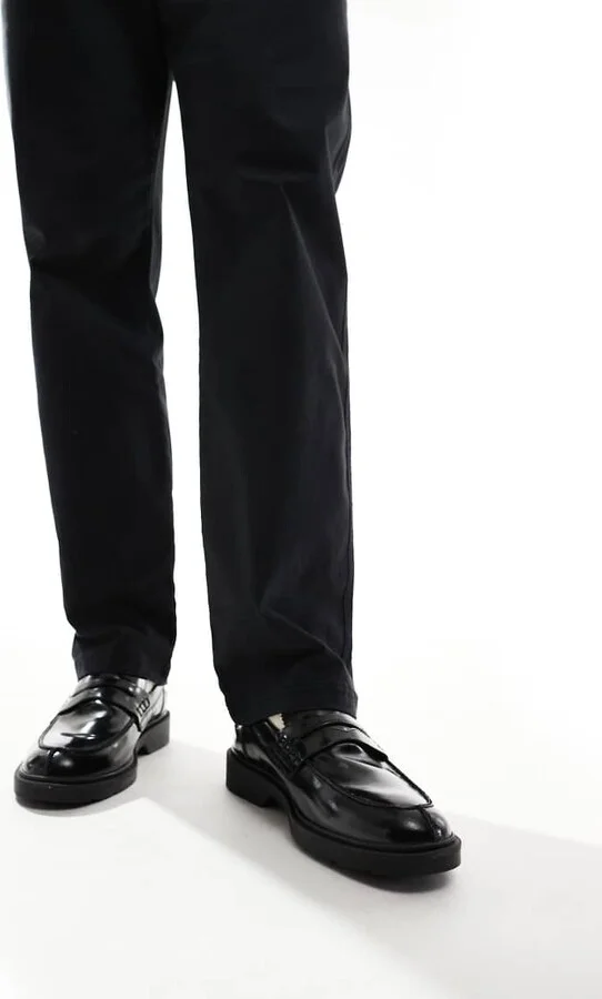 Jack & Jones penny loafer with chunky sole in black - Image 4