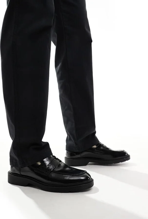 Jack & Jones penny loafer with chunky sole in black