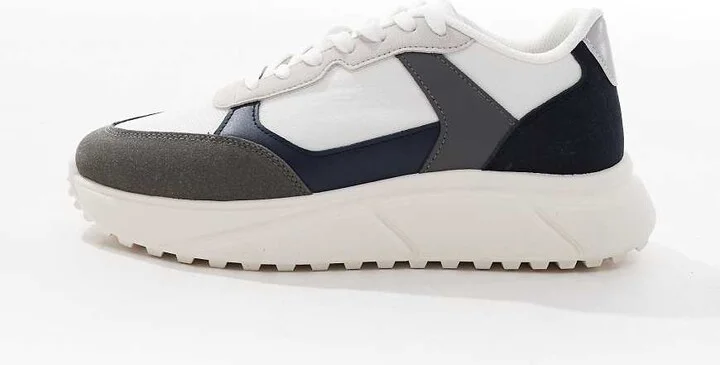 Jack & Jones running sneakers in white/gray/navy - Image 2