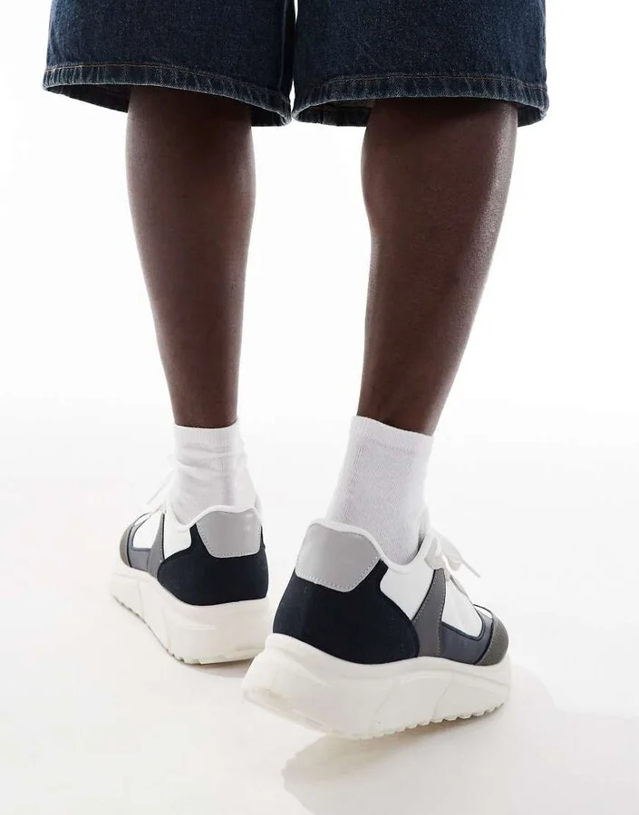 Jack & Jones running sneakers in white/gray/navy - Image 4