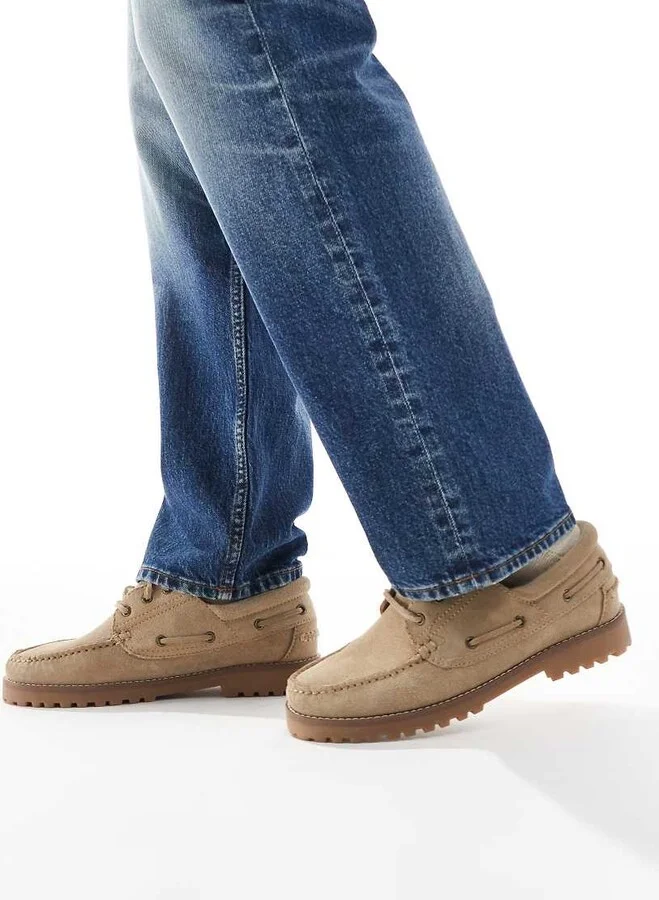 Jack & Jones suede boat shoes in beige - Image 3