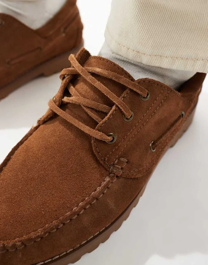 Jack & Jones suede boat shoes in brown - Image 3