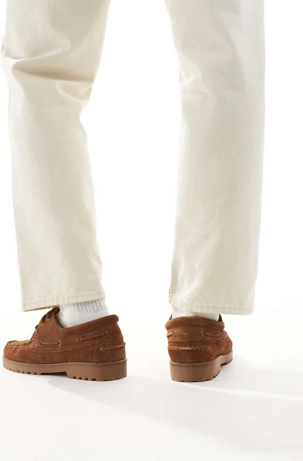 Jack & Jones suede boat shoes in brown - Image 4