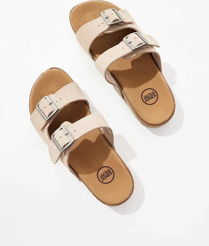 Jack & Jones suede double strap sandals in beige - Image 2