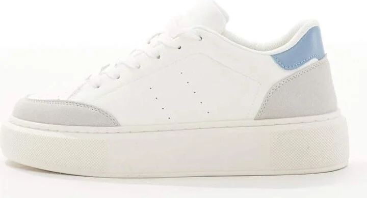 Jack & Jones suede mix sneakers in white with blue - Image 2