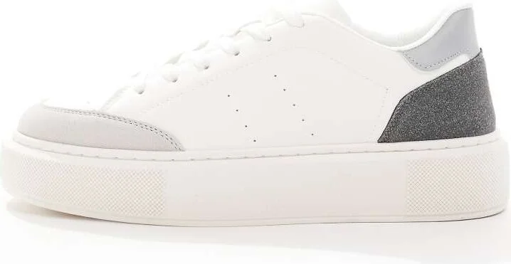 Jack & Jones suede mix sneakers in white with gray trim - Image 4