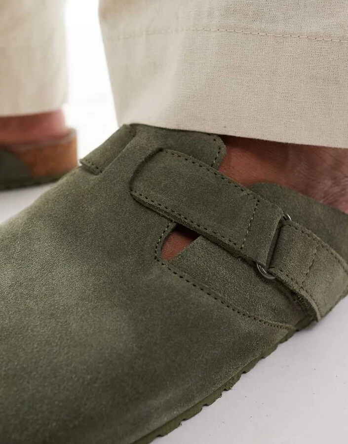 Jack & Jones suede mules in green - Image 2
