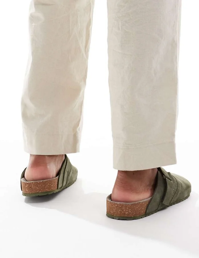 Jack & Jones suede mules in green - Image 3