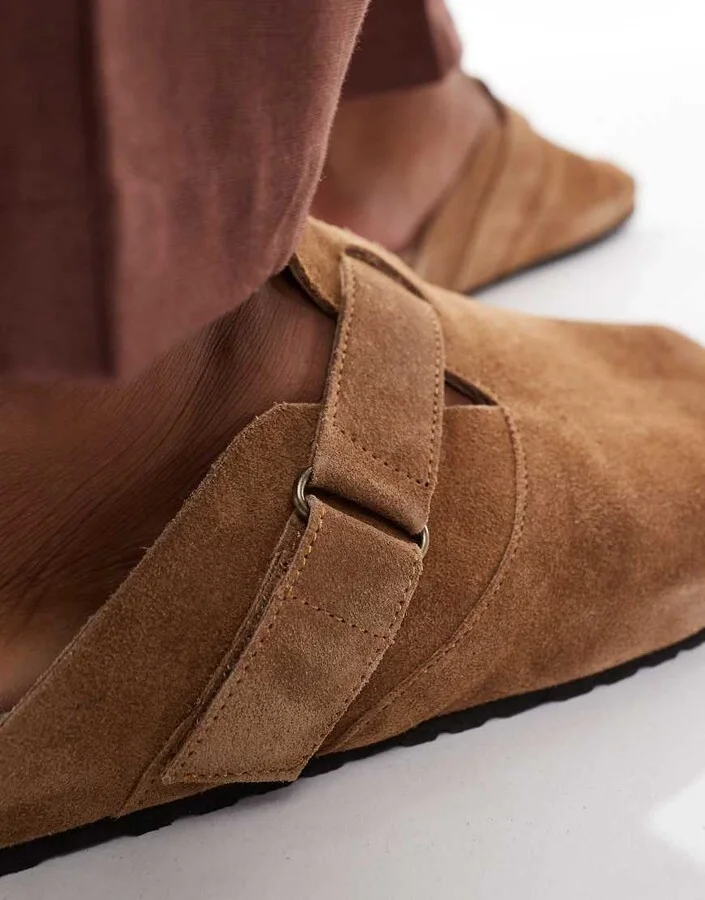 Jack & Jones suede mules in tan - Image 2