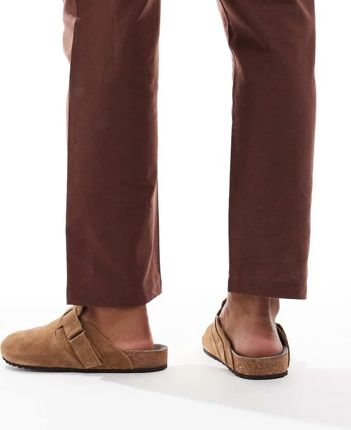 Jack & Jones suede mules in tan - Image 3