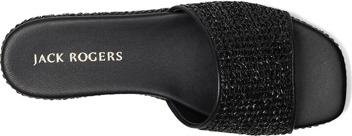 Jack Rogers Bay Flatform Sandal - Raffia Women's Wedge Shoes Black : 8.5 M, Leather/Rubber - Image 2