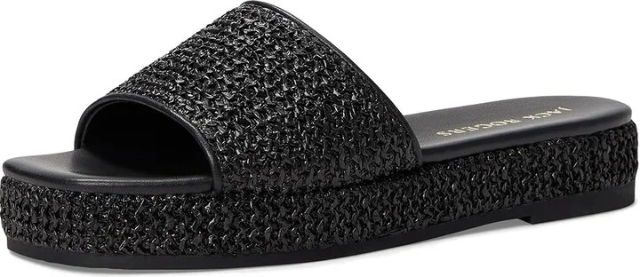 Jack Rogers Bay Flatform Sandal - Raffia Women's Wedge Shoes Black : 8.5 M, Leather/Rubber - Image 5