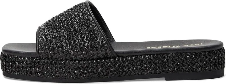 Jack Rogers Bay Flatform Sandal - Raffia Women's Wedge Shoes Black : 8.5 M, Leather/Rubber - Image 6