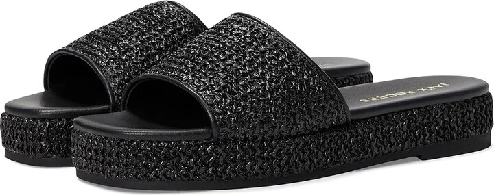 Jack Rogers Bay Flatform Sandal - Raffia Women's Wedge Shoes Black : 8.5 M, Leather/Rubber